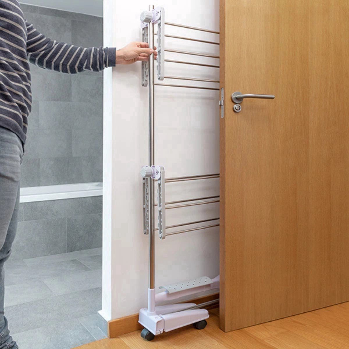 Electric Drying Rack with Heating - Heated Clothes Rack Energy Efficient - Foldable Drying Tower with Wheels - Laundry Tower