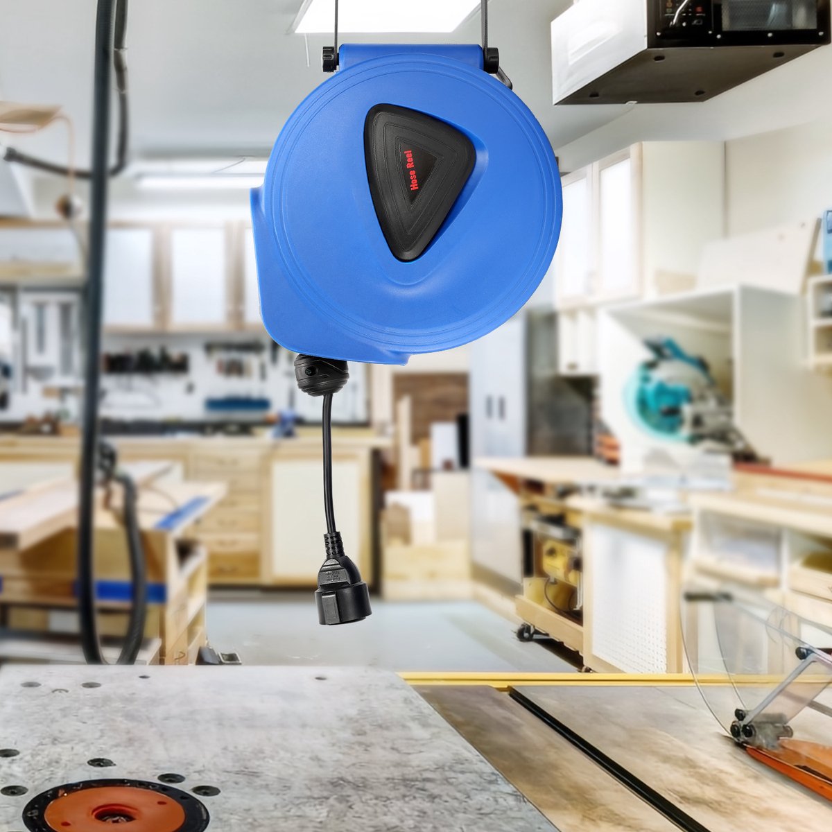Automatische kabelhaspel 20m kabelhaspel 180° draaibaar met muurbeugel kabelhaspel automatisch oprollen en afrollen van de kabel stroomkabel -Enkel Gat