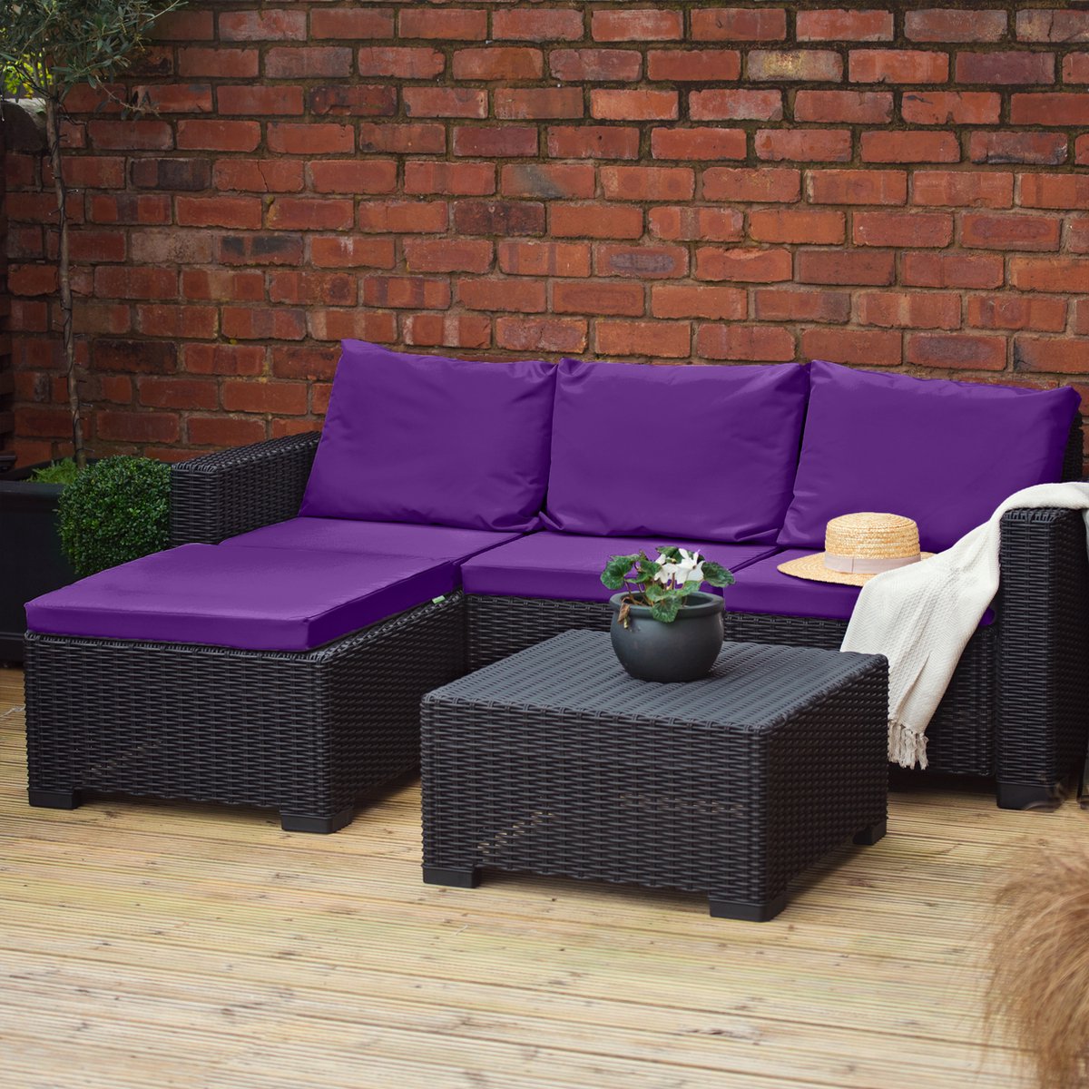 Outdoor Zitkussens met Rugkussens - Tuinkussens - Waterbestendige Tuinzitkussens voor Rotan Stoelen - Tuinstoelkussen voor Terrasmeubilair