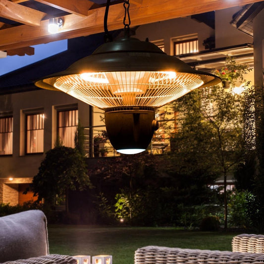 Terrasverwarmer met LED verlichting - Inclusief afstandsbediening - Heater - Warmtelamp - Verwarming - 1500 W - Zilver