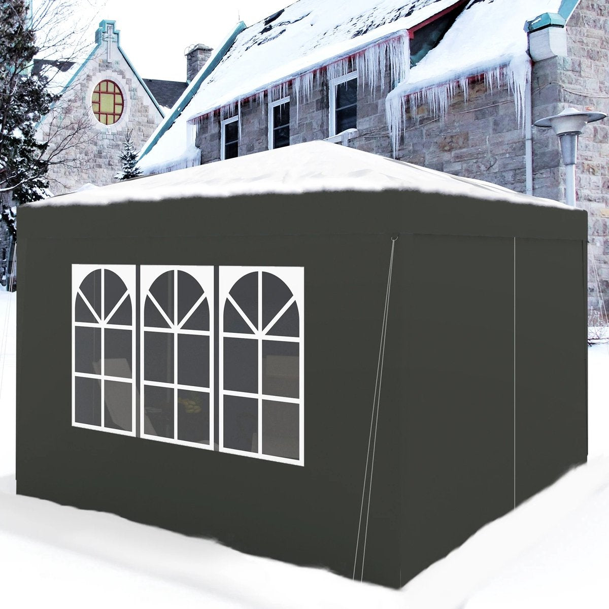 J&R Partytent - Paviljoen - Opvouwbare Luifel - Tuintent - Waterdicht - UV Bescherming - met Draagtas - Pavillon - Prieel - Zijpanelen - 3x3m - Grijs