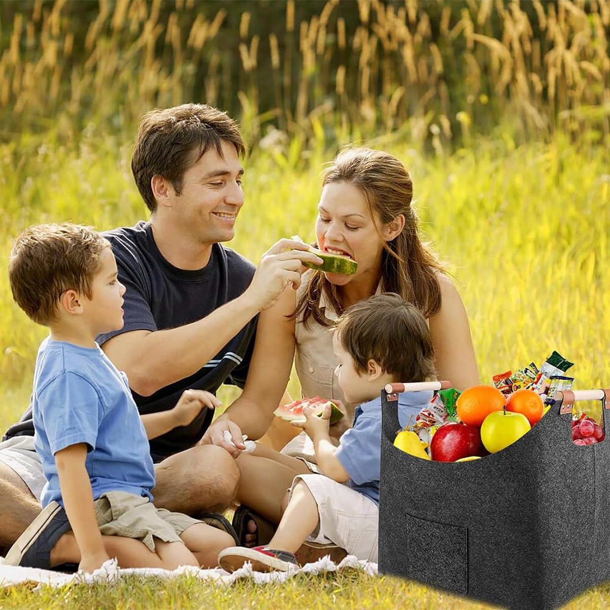 Equivera Log Basket for Firewood XL, Felt Basket for Firewood XXL, 45 x 32 x 40 cm, Firewood Box with Extra Thick Felt and Reinforced Handle, for Firewood, Logs, Newspapers, Clothes