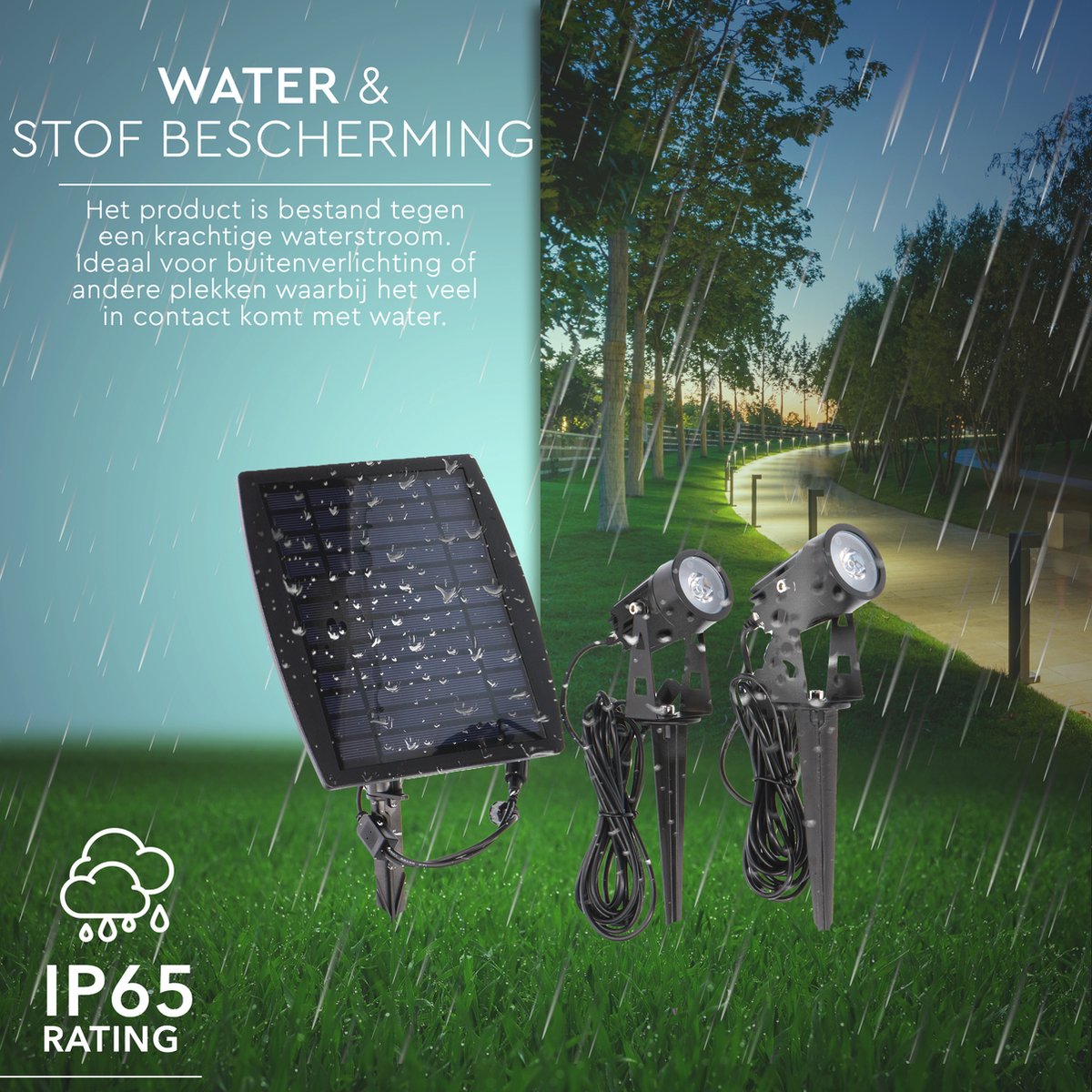 Proventa Longlife Solar LED Tuinspots inclusief zonnepaneel - 2 x LED grondspot + zonnepaneel