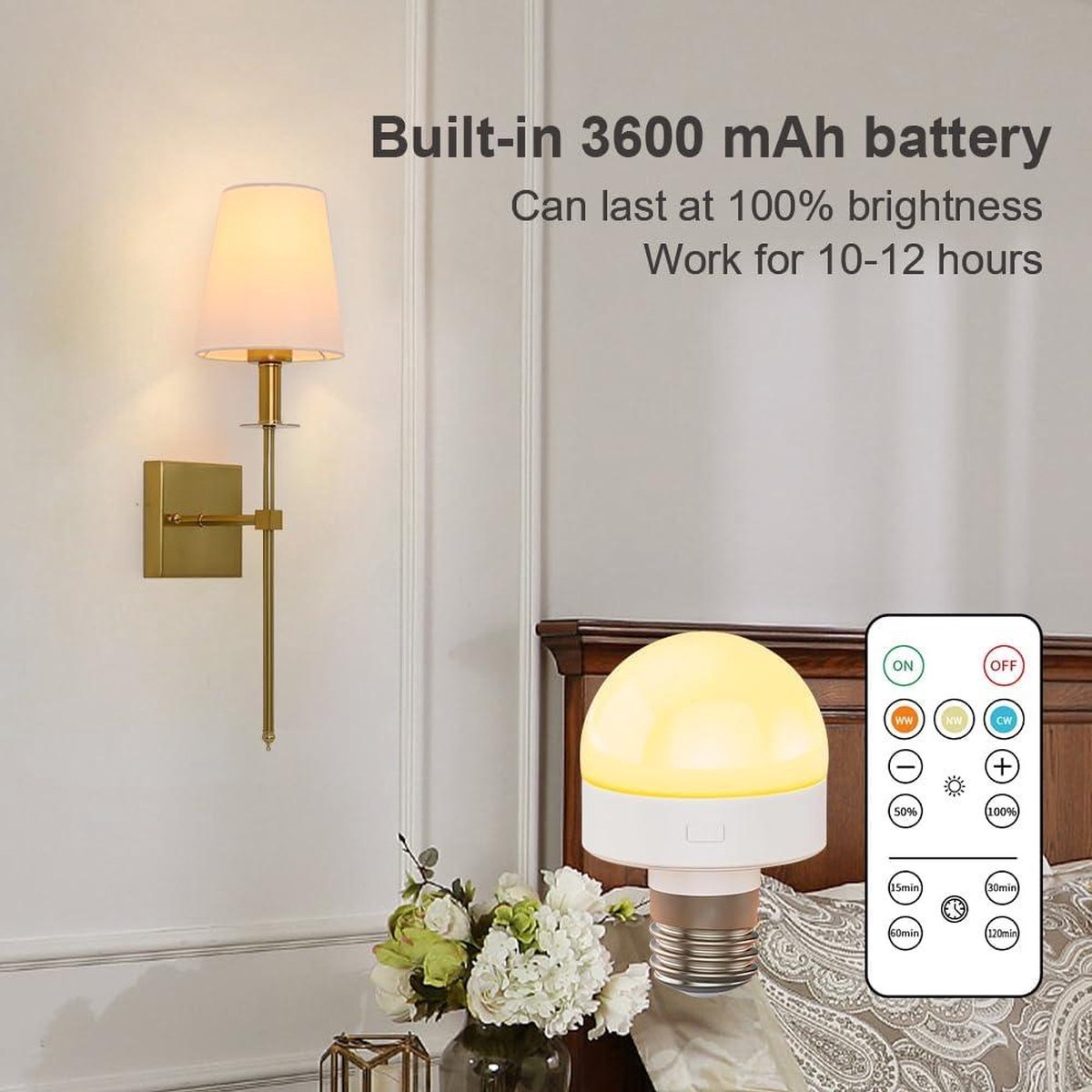 Indoor Wandlamp Draadloos Dimbaar USB Oplaadbaar Met Afstandsbediening - Wandverlichting Oplaadbaar Nachtlampje Slaapkamer Woonkamer Trap Hal - Goud - 2 Stuks