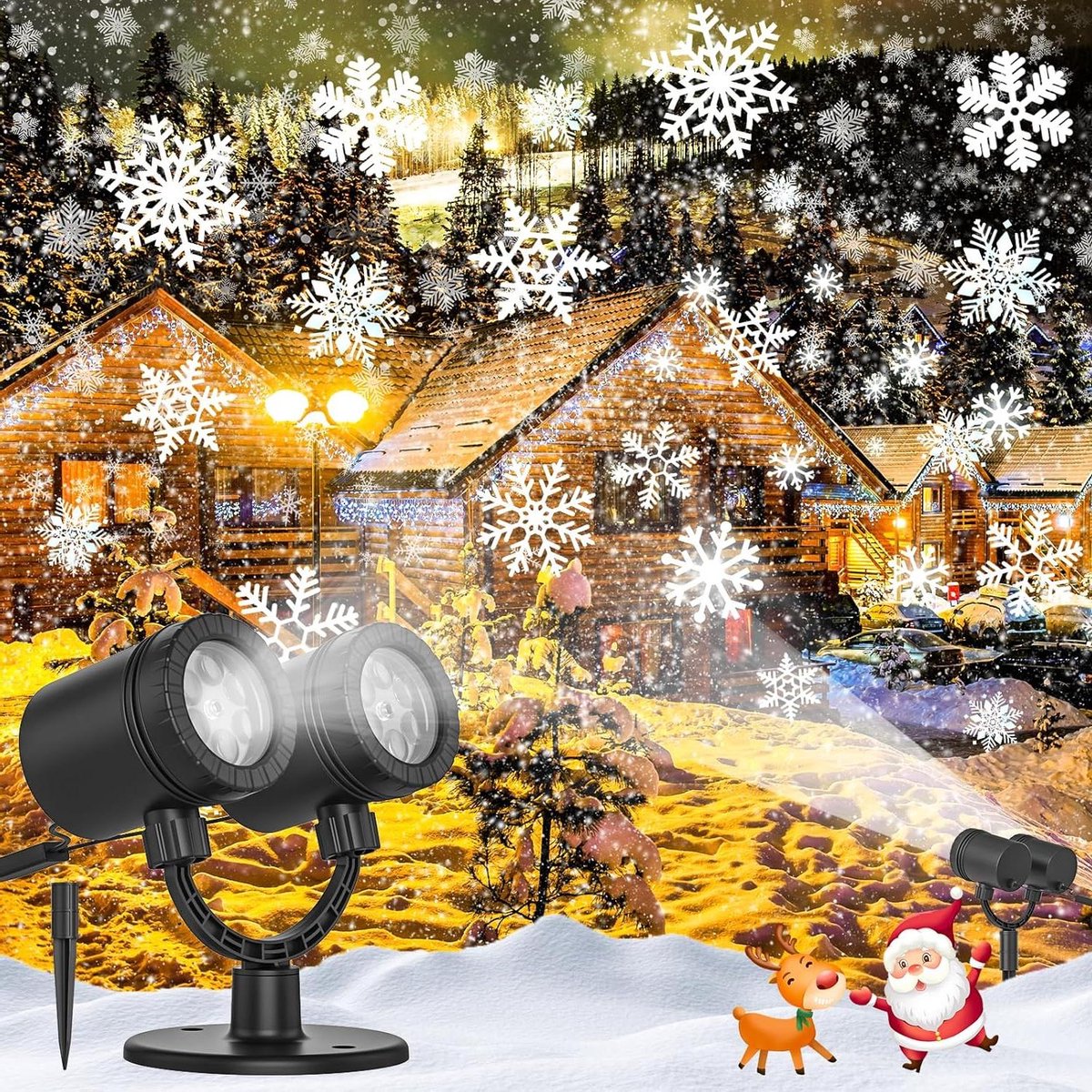 Kerstdecoratie buiten Sneeuwvlok Projectorlampen Buiten Led Sneeuwval Projectielampen Waterdicht voor Kerstdecoraties - LL-049-03