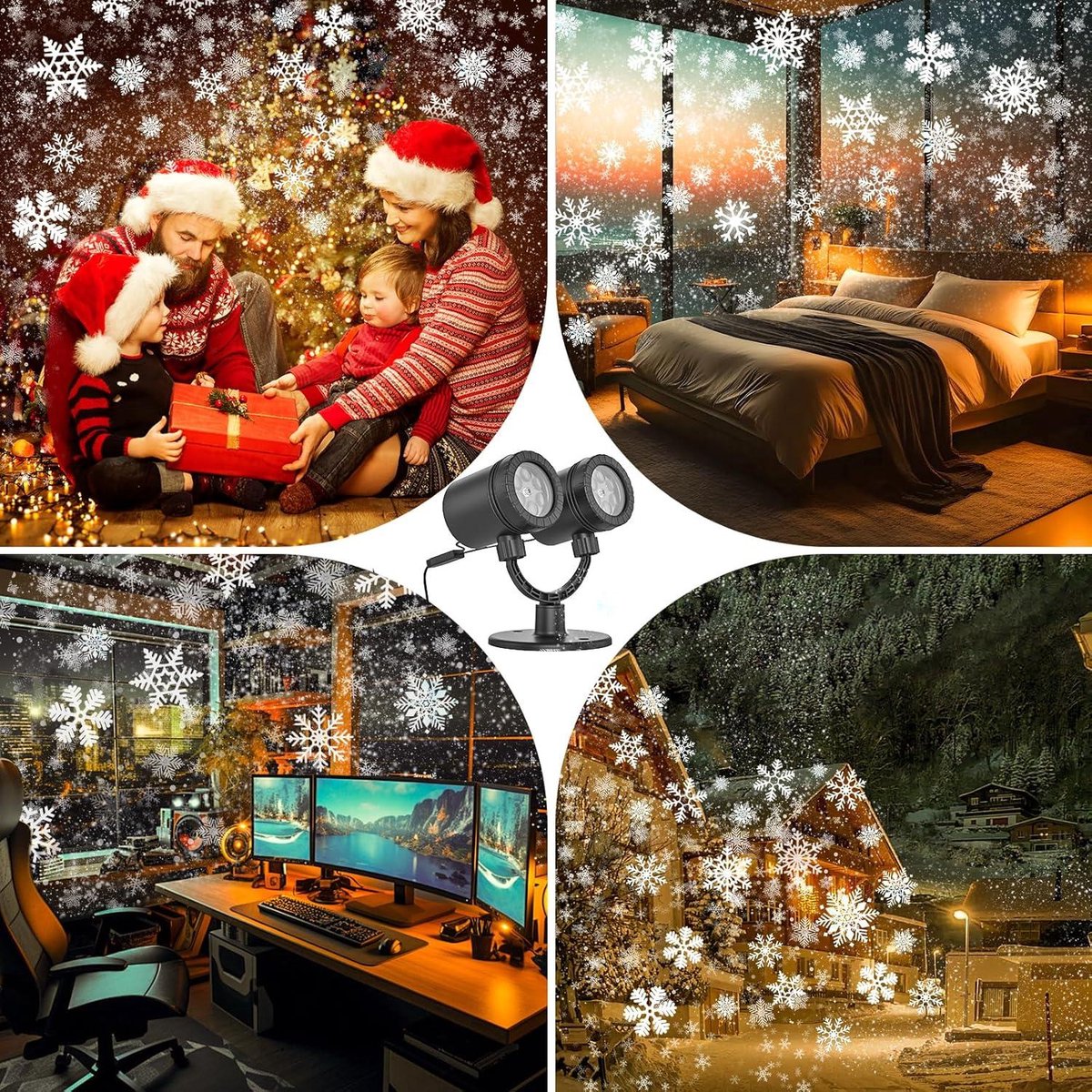 Kerstdecoratie buiten Sneeuwvlok Projectorlampen Buiten Led Sneeuwval Projectielampen Waterdicht voor Kerstdecoraties - LL-049-03
