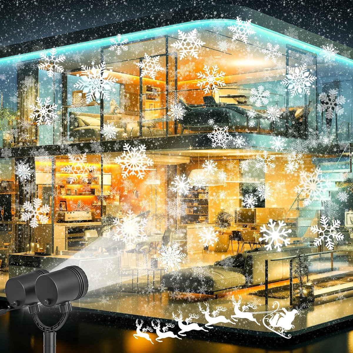Kerstdecoratie buiten Sneeuwvlok Projectorlampen Buiten Led Sneeuwval Projectielampen Waterdicht voor Kerstdecoraties - LL-049-03