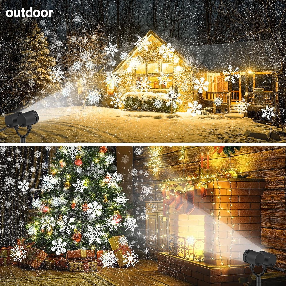 Kerstdecoratie buiten Sneeuwvlok Projectorlampen Buiten Led Sneeuwval Projectielampen Waterdicht voor Kerstdecoraties - LL-049-03