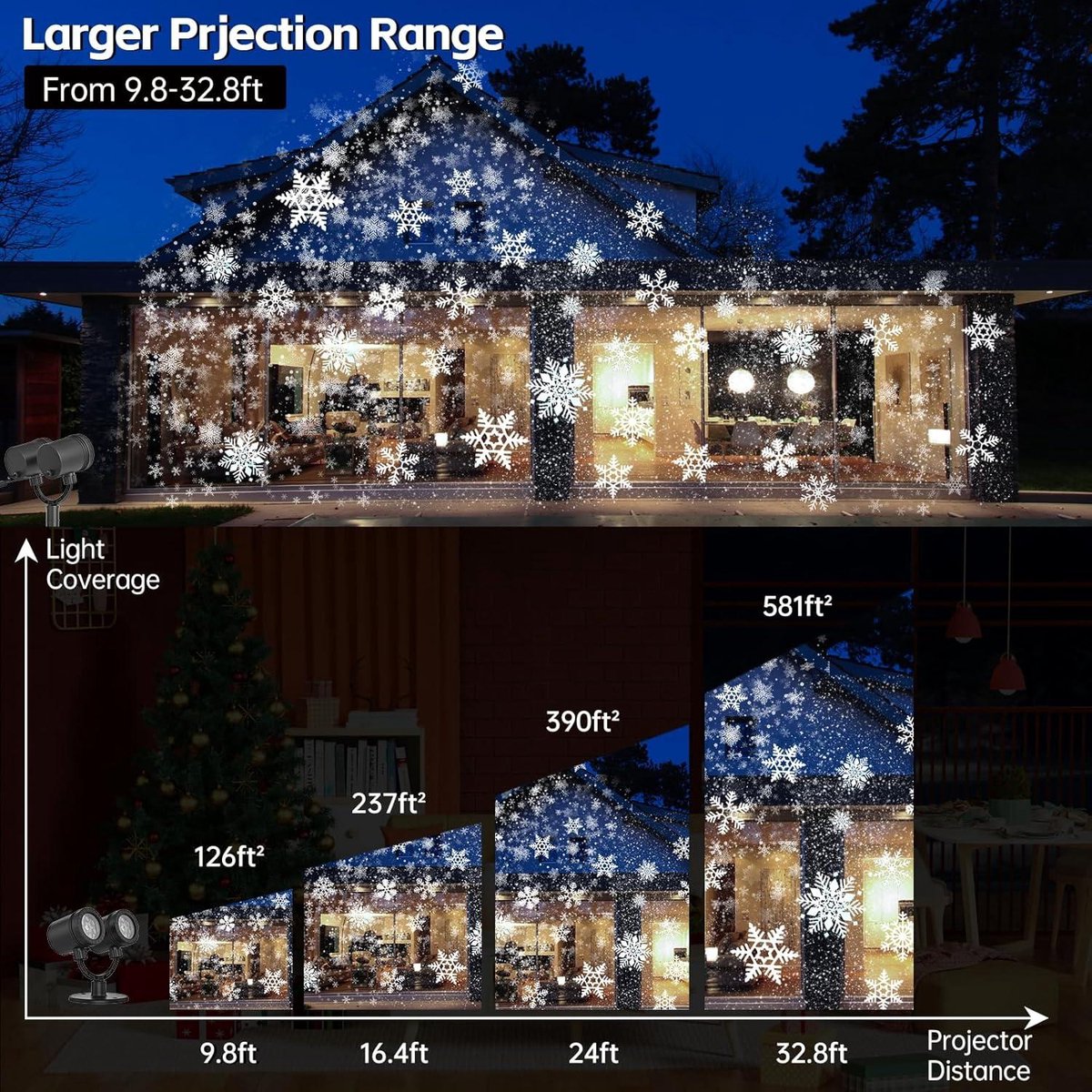 Kerstdecoratie buiten Sneeuwvlok Projectorlampen Buiten Led Sneeuwval Projectielampen Waterdicht voor Kerstdecoraties - LL-049-03