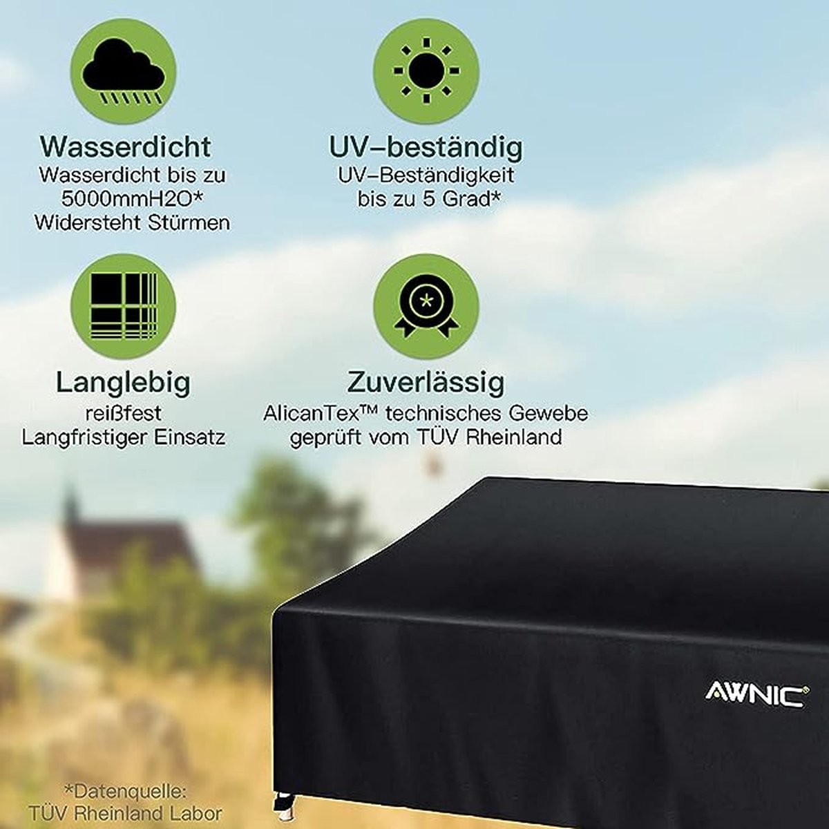 Bankhoes, loungebankhoes, afdekking voor 3-zits, waterdicht, loungebank, beschermhoes voor tuinbank, waterdicht, 420D polyester, 220 x 85 x 61/71 cm