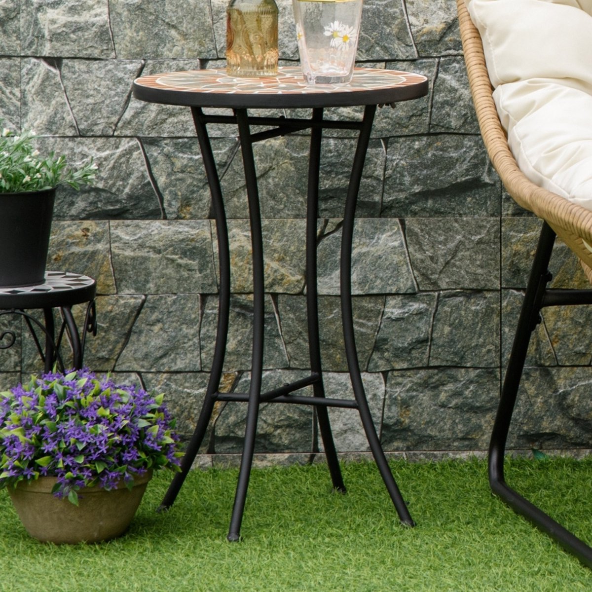 Tuintafel - Bijzettafel - Tuin - Plantentafel - Tafel - Ø35,5 cm