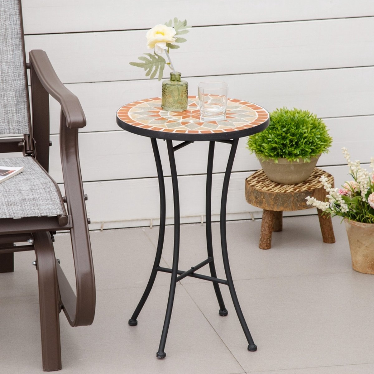 Tuintafel - Bijzettafel - Tuin - Plantentafel - Tafel - Ø35,5 cm
