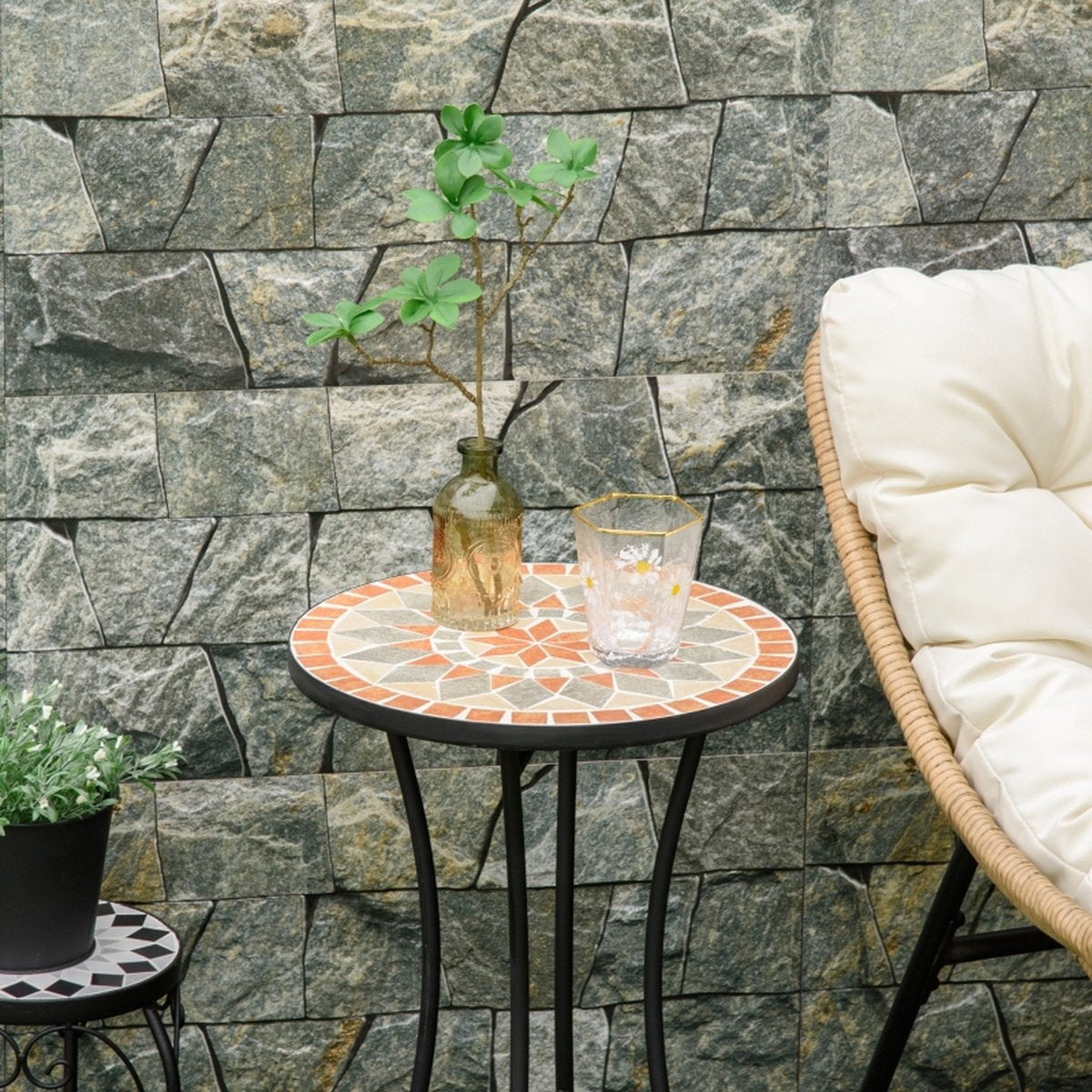 Tuintafel - Bijzettafel - Tuin - Plantentafel - Tafel - Ø35,5 cm