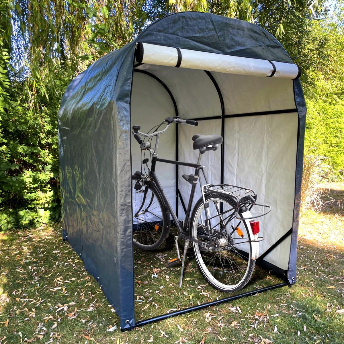 Buitenstalling voor 2 fietsen 34 m³ - Fietshok tuinhuis motorstalling afvalcontainerberging tentgarage antraciet
