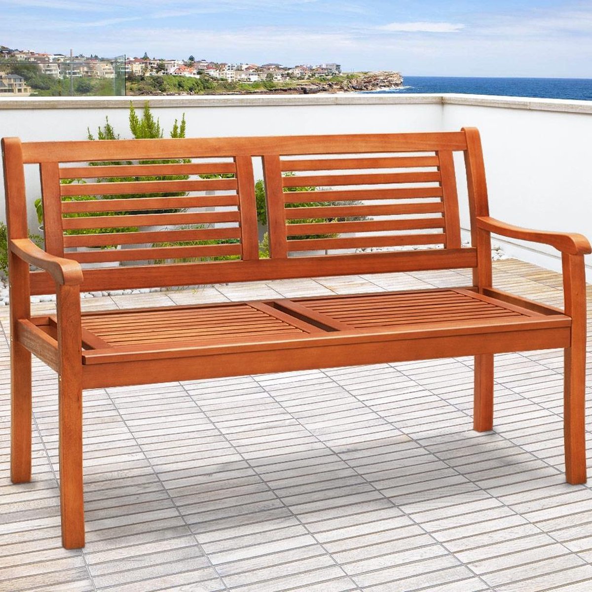 Casaria Tuinbank - Eucalyptushout 120x60x90cm - FSC®-gecertificeerd