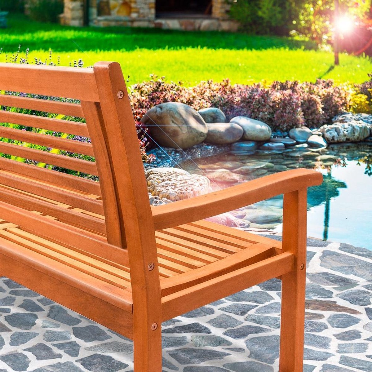 Casaria Tuinbank - Eucalyptushout 120x60x90cm - FSC®-gecertificeerd