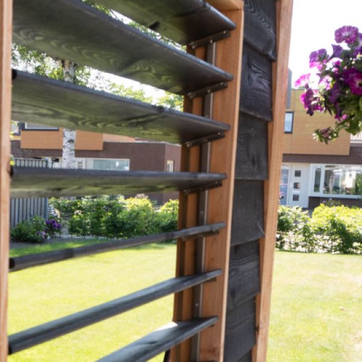 Flex fence draaibare lamellen - 95 cm - zwart RVS - 2 stuks