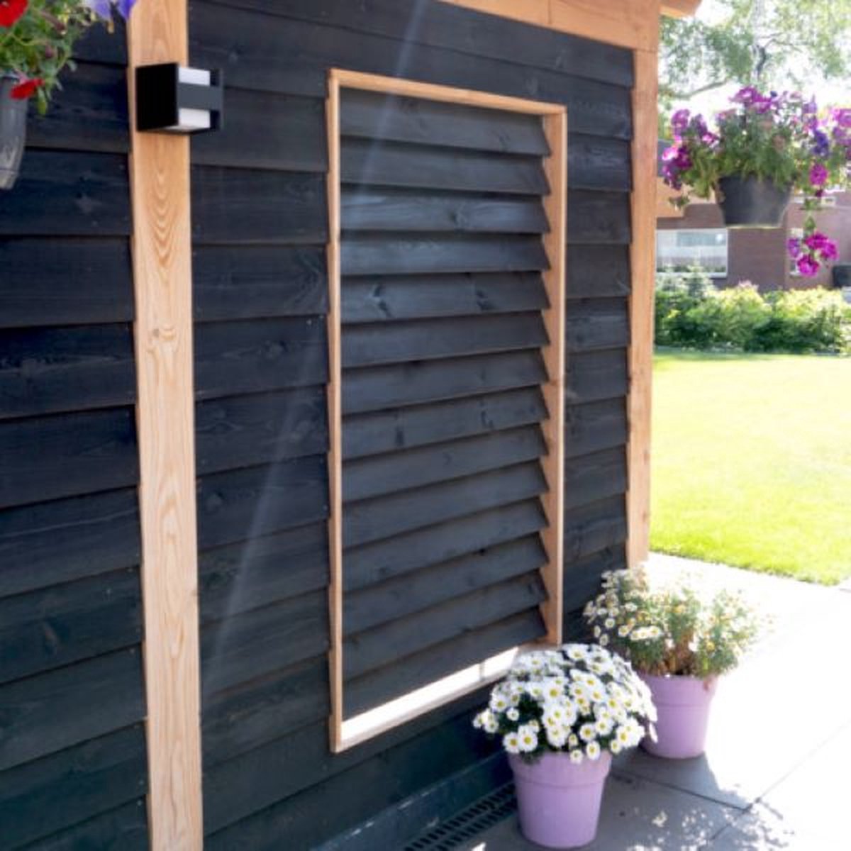 Flex fence draaibare lamellen - 95 cm - zwart RVS - 2 stuks