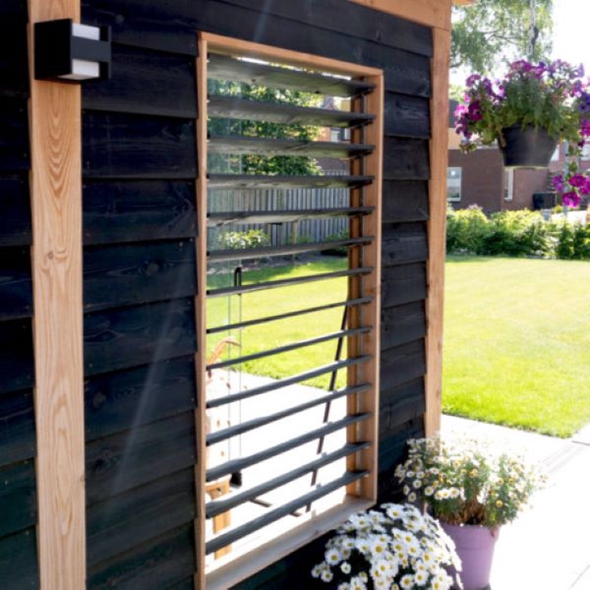Flex fence draaibare lamellen - 95 cm - zwart RVS - 2 stuks