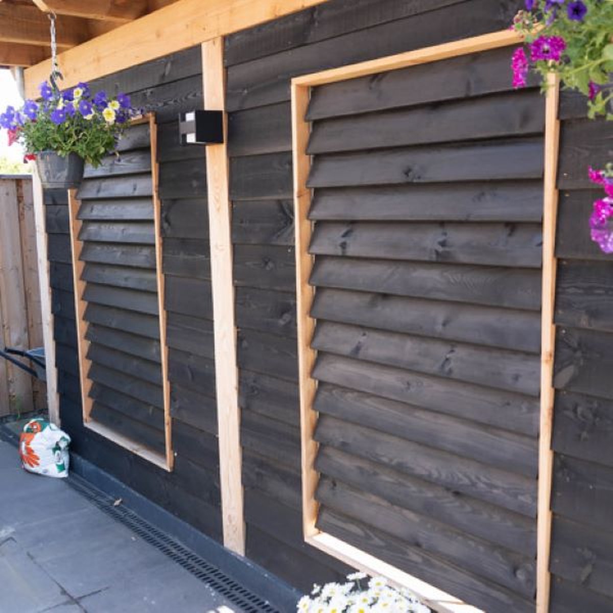 Flex fence draaibare lamellen - 95 cm - zwart RVS - 2 stuks