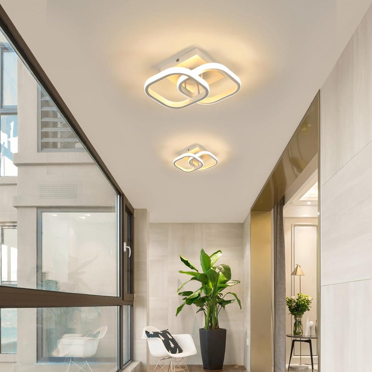 LED Plafondlamp - Wit Metaal - Bewegingssensor - Moderne Stijl - 3000K Warm Wit Licht - Slaapkamer Woonkamer Hal Keuken