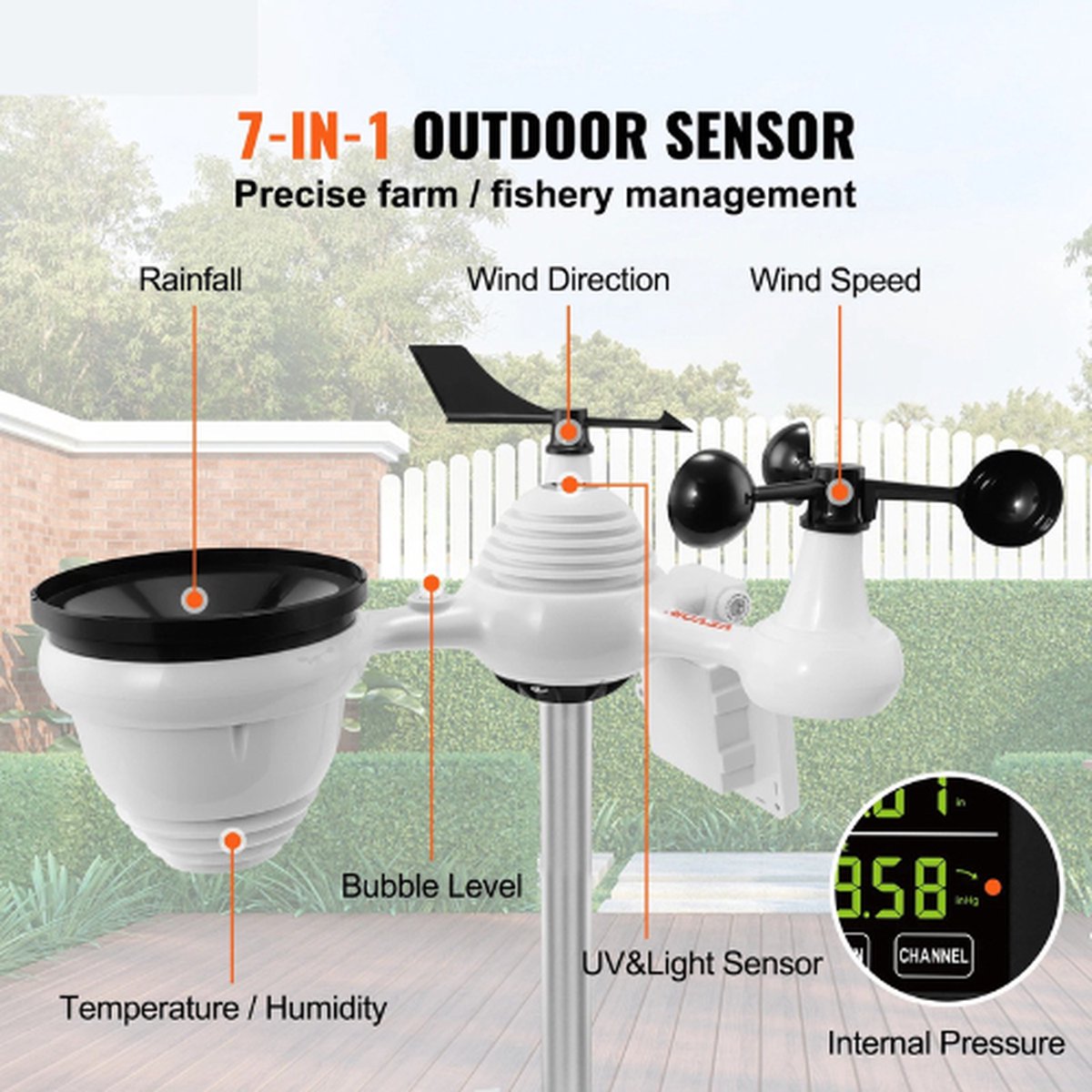 Mercadome® Weerstation - Hygrometer - Temperatuurmeter - Draadloos - Wifi - 19cm