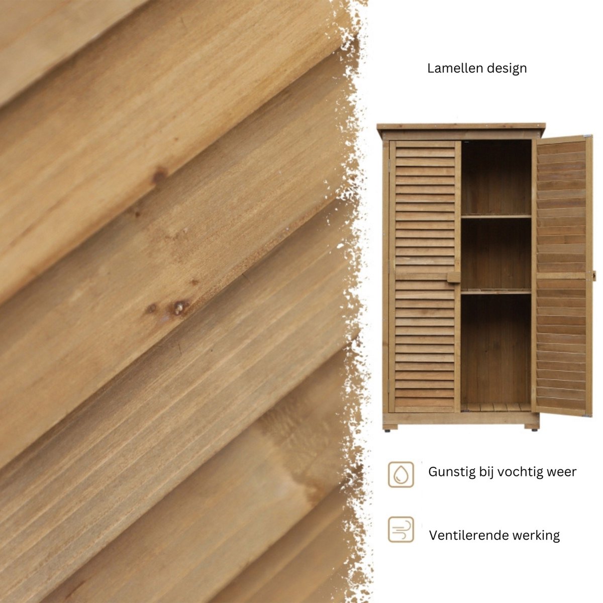 Tuinkast hout - Tuinkast - Opbergkasten met deuren - Tuinhuis - Tuinschuur - Schuur voor gereedschap - 87 cm x 46,5 cm x 160 cm