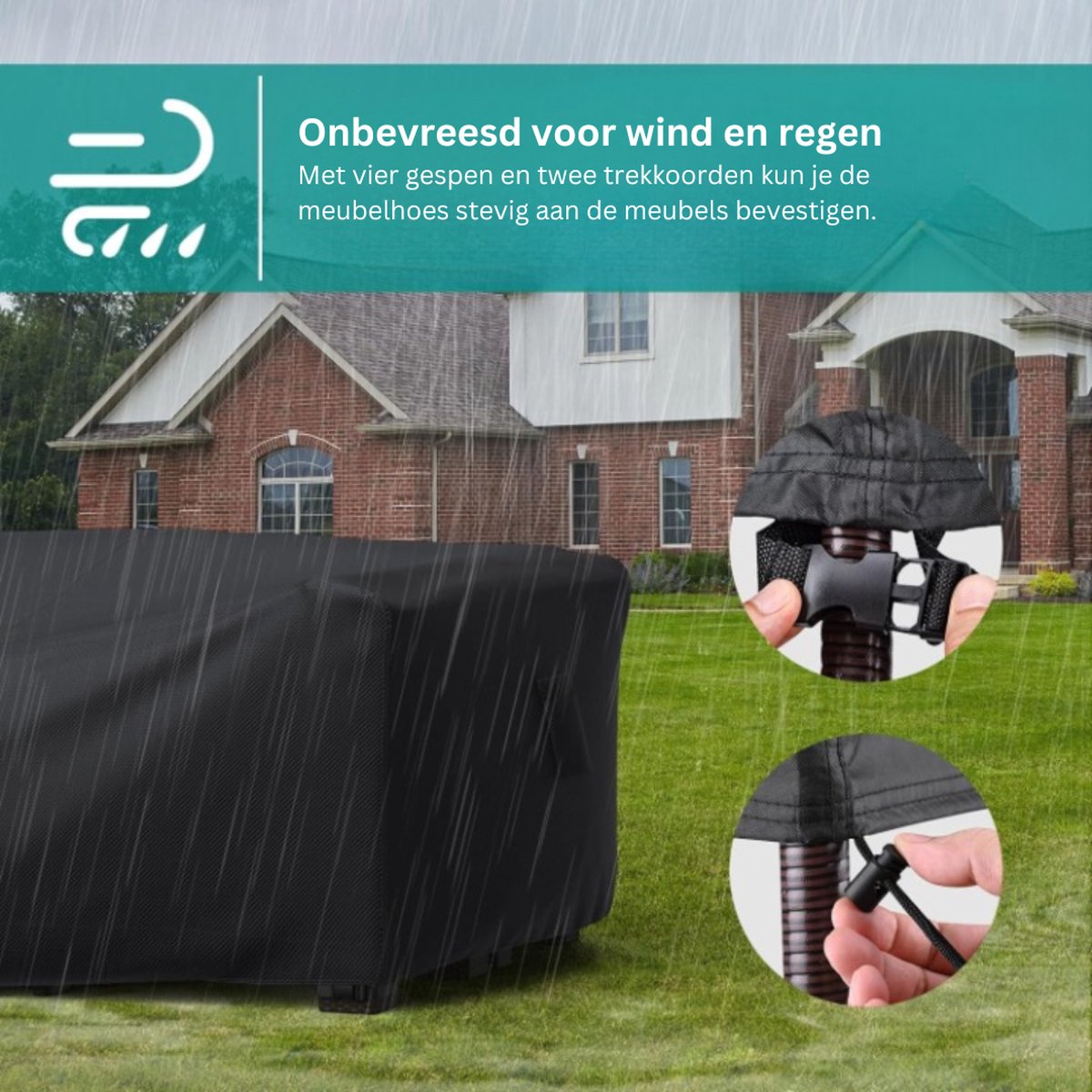 Tuinmeubelhoezen - 220x220x90 cm - Waterdicht - 600D Oxford Stof - Afdekhoes - UV-bestendig - Loungesethoes - Beschermhoes - Afdekzeil - Tuinsethoes - Tuinmeubelhoes - Zwart