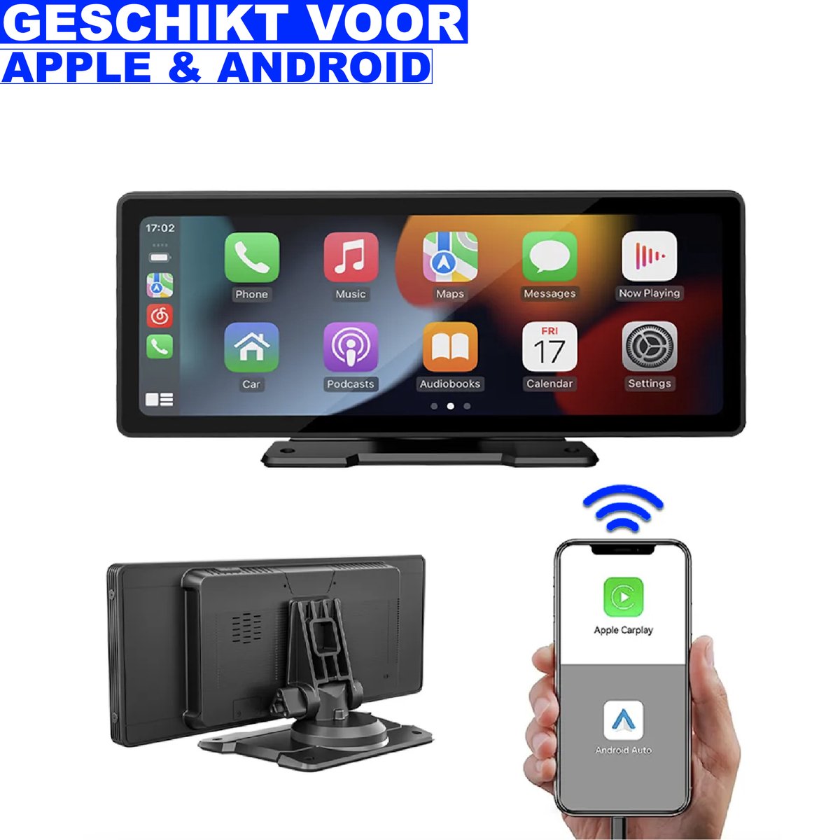 Carplay Scherm - Touchscreen - Navigatiesysteem Auto - Voor Apple & Android - Universeel - Carplay Draadloos - Multimedia Autoradio - 10 Inch - PRO VERSIE