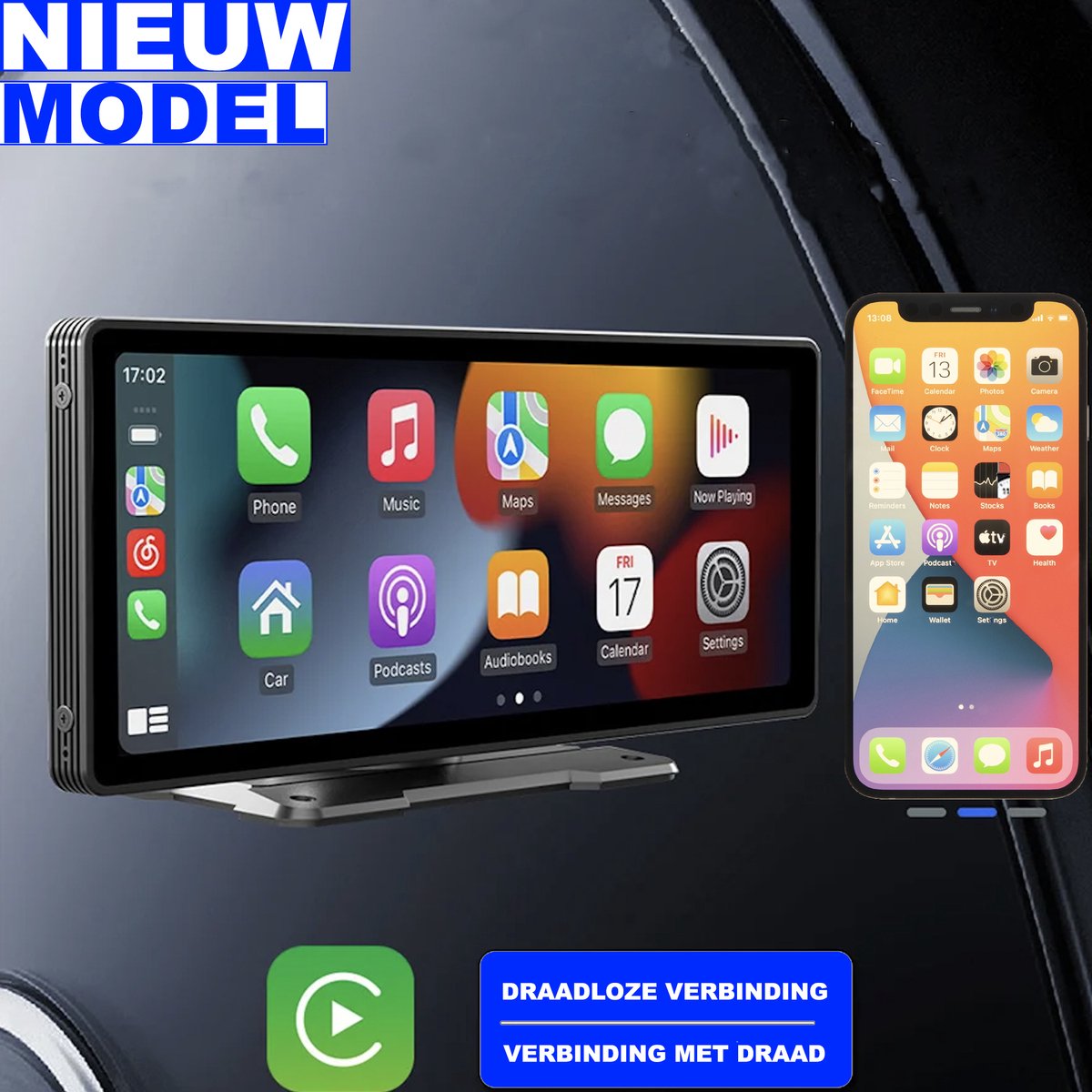 Carplay Scherm - Touchscreen - Navigatiesysteem Auto - Voor Apple & Android - Universeel - Carplay Draadloos - Multimedia Autoradio - 10 Inch - PRO VERSIE