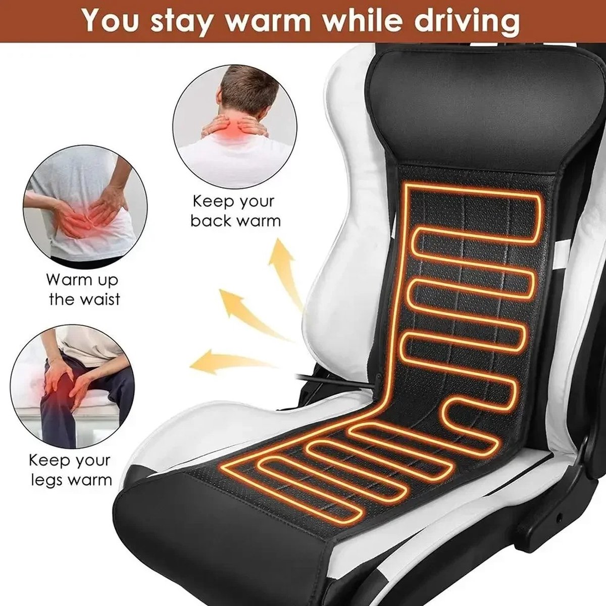 vanBoni Autostoelverwarming - Autostoel Verwarming Kussen - Elektrische Auto Accessoires Verwarming - Instelbare Temperatuur - Oververhittingsbeveiliging - 12V