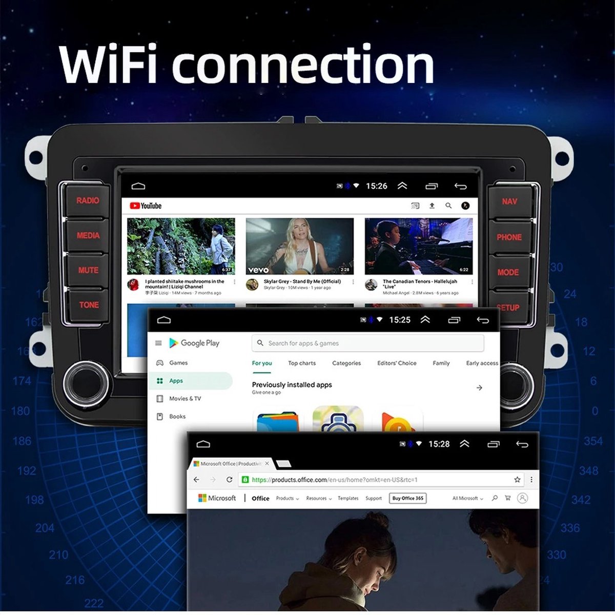 Autoradio - 2din - Apple Carplay - Android Auto - Voor Volkswagen Golf 5 6 Polo Passat B6 B7 Cc Skoda Jetta Universele Multimedia - Wifi Gps Navigatie - Achteruitrijcamera - Met USB Aansluiting
