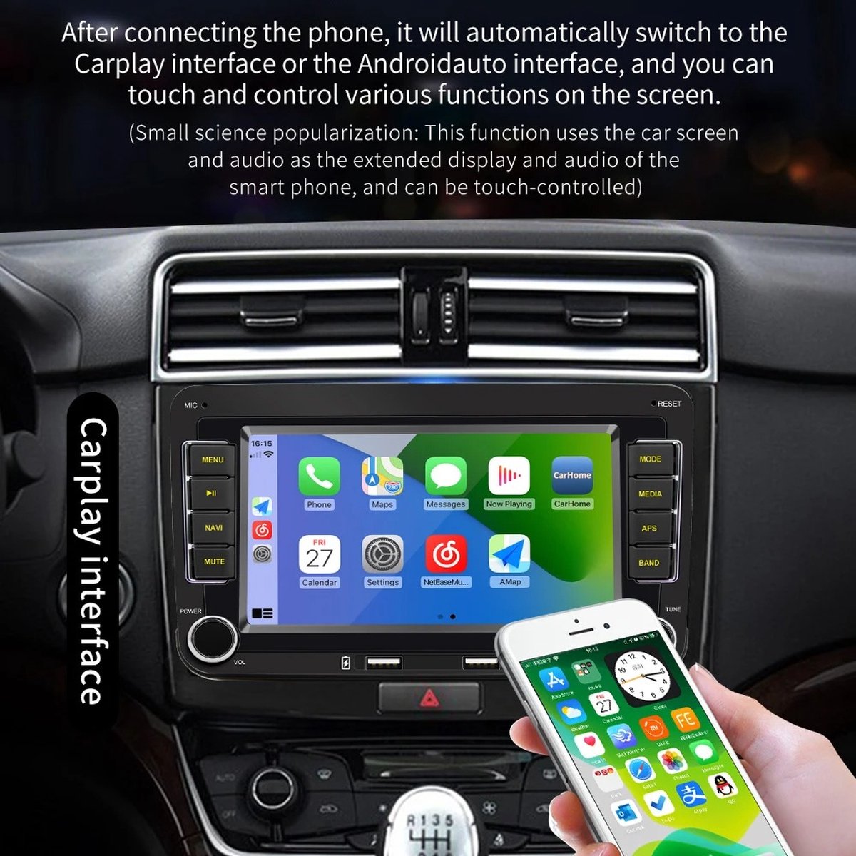 Autoradio - Android Carplay - Bluetooth Radio - Skoda Octavia Volkswagen Golf 5 6 Touran Passat Polo Jetta