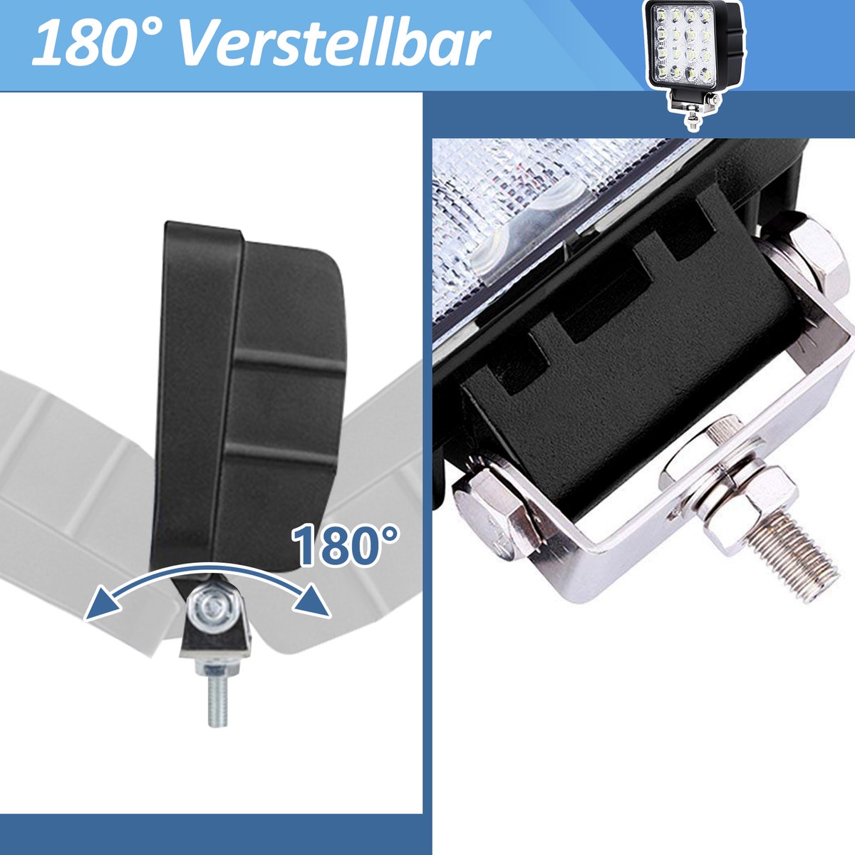 8x Led werklamp 48 Watt - Werklamp - werkverlichting - veel licht - auto - bus - achteruitrijverlichting - extra led koplamp voor offroad 12 V 24 V koplamp IP67-waterdicht, achteruitrijlicht voor tractor, auto graafmachine, SUV, UTV, ATV