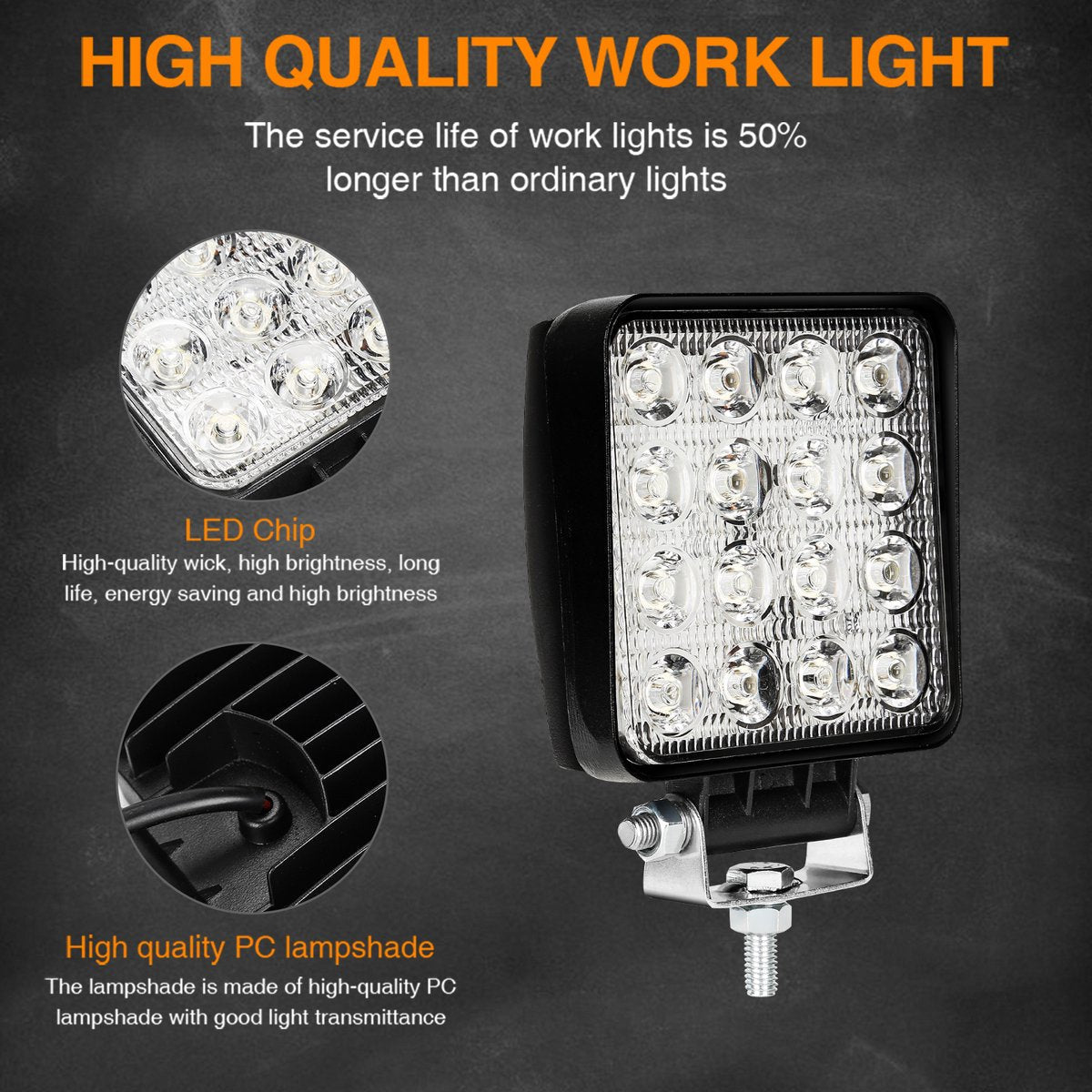 8x Led werklamp 48 Watt - Werklamp - werkverlichting - veel licht - auto - bus - achteruitrijverlichting - extra led koplamp voor offroad 12 V 24 V koplamp IP67-waterdicht, achteruitrijlicht voor tractor, auto graafmachine, SUV, UTV, ATV