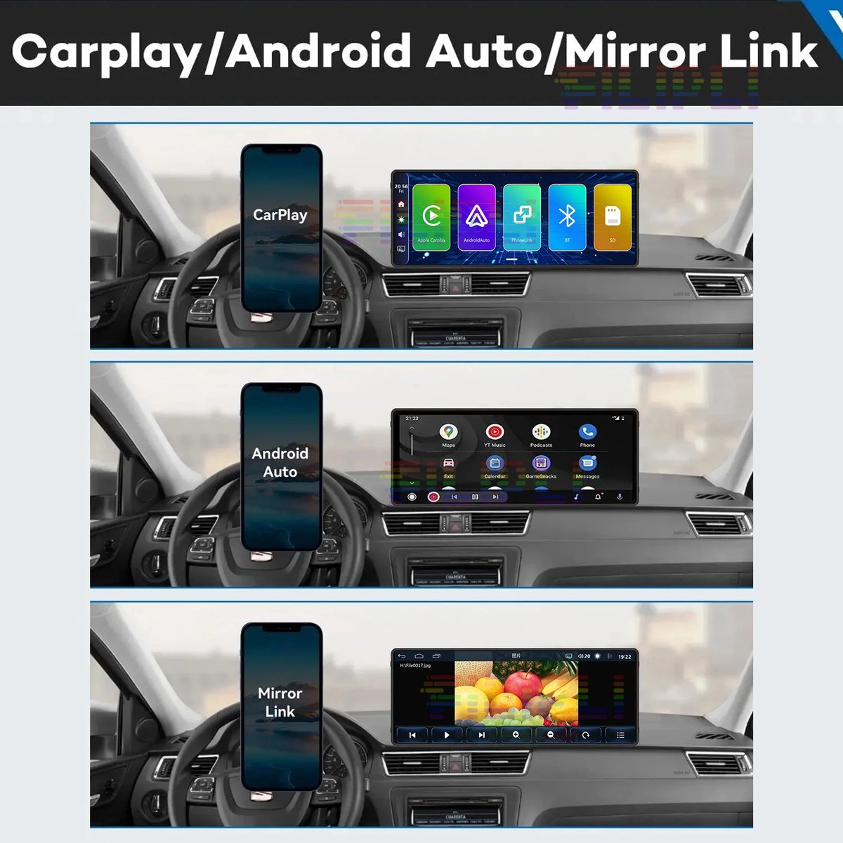 Carplay - Carplay Scherm - Autoradio - Carplay Apple & Android - Carplay Draadloos - Multimedia Speler - Touchscreen - Universeel - 10.26 Inch - Zwart