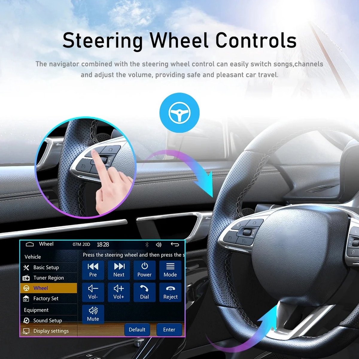 Autoradio - 1 DIN - Apple Carplay - Android Auto - Bluetooth - USB - Camera - 5"