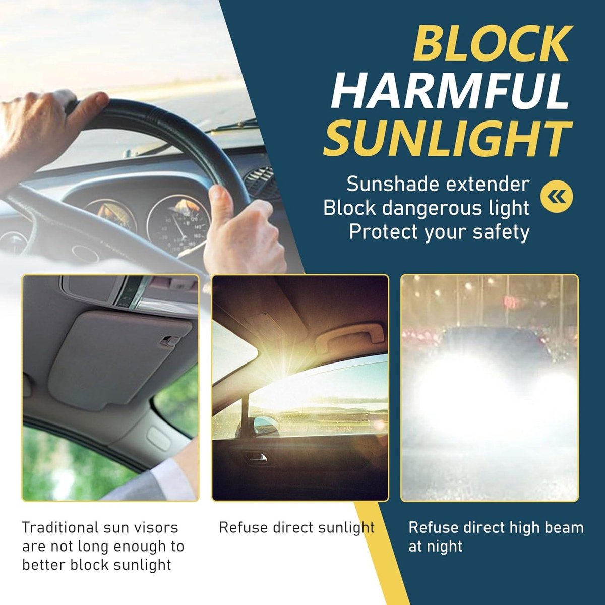 Zonneklepverlenger - Auto Zonneklep Extensie - Anti-Verblindings Zonneklep - Auto Interieur Accessoires - Zwart - 1 Stuk auto accessoires