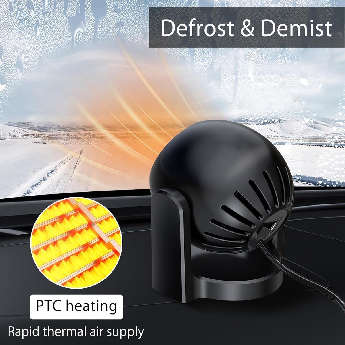 12V 150W 2-in-1 draagbare autoverwarming en ventilator - sigarettenaansteker plug - 360 graden draaibare ontdooier voor de voorruit - Autokachel 12 volt verwarming