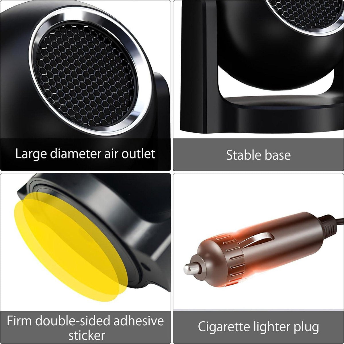 12V 150W 2-in-1 draagbare autoverwarming en ventilator - sigarettenaansteker plug - 360 graden draaibare ontdooier voor de voorruit - Autokachel 12 volt verwarming