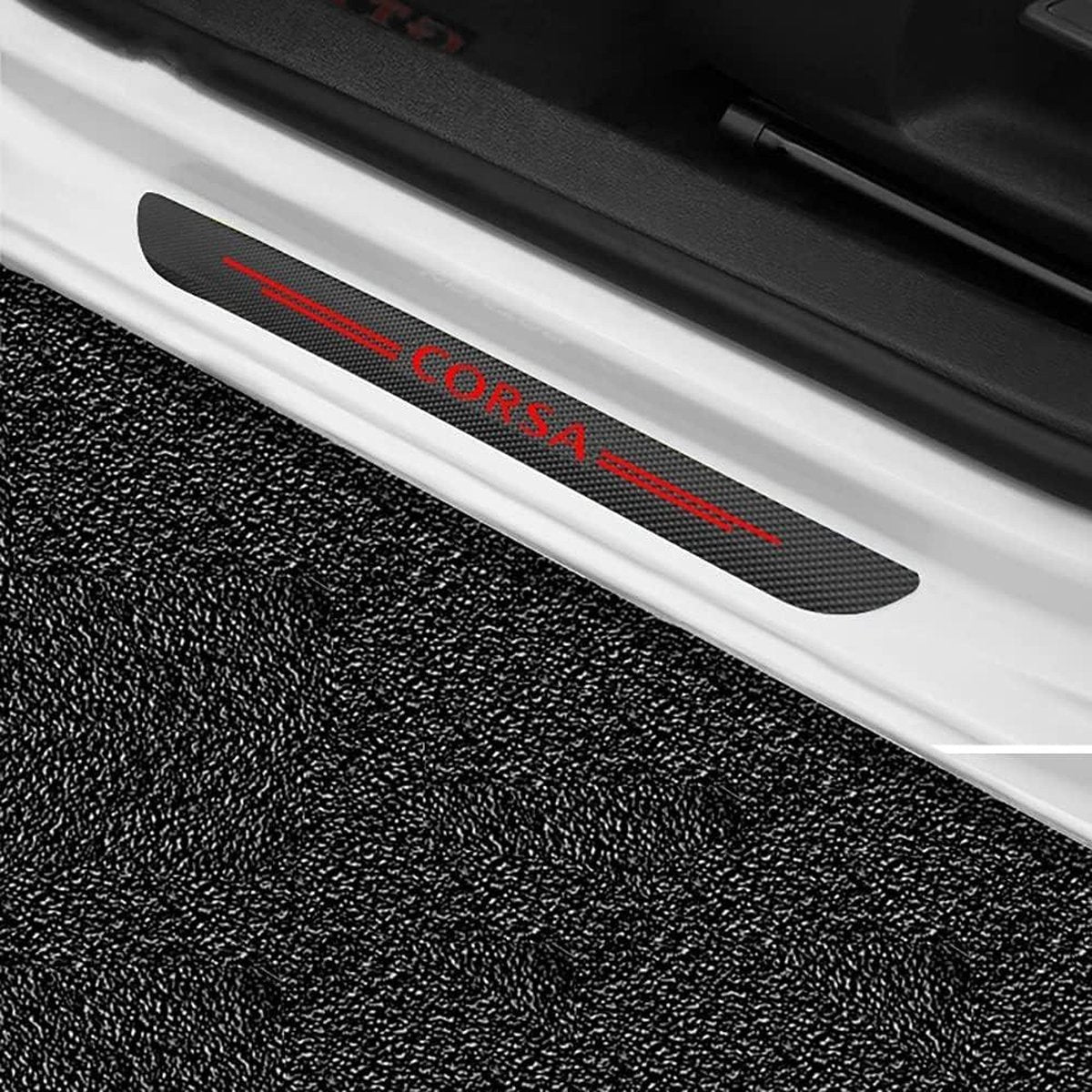 Auto Koolstofvezel Instaplijsten Kickplaten Opel Corsa D A B C E F OPC 2021 2020 - Set van 4 - Pedaalstickers Strips - Logo Insignia - Autoaccessoires
