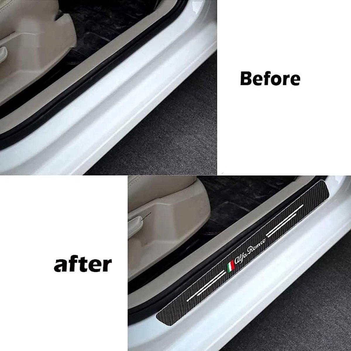 Auto Koolstofvezel Instaplijsten Kickplaten Opel Corsa D A B C E F OPC 2021 2020 - Set van 4 - Pedaalstickers Strips - Logo Insignia - Autoaccessoires