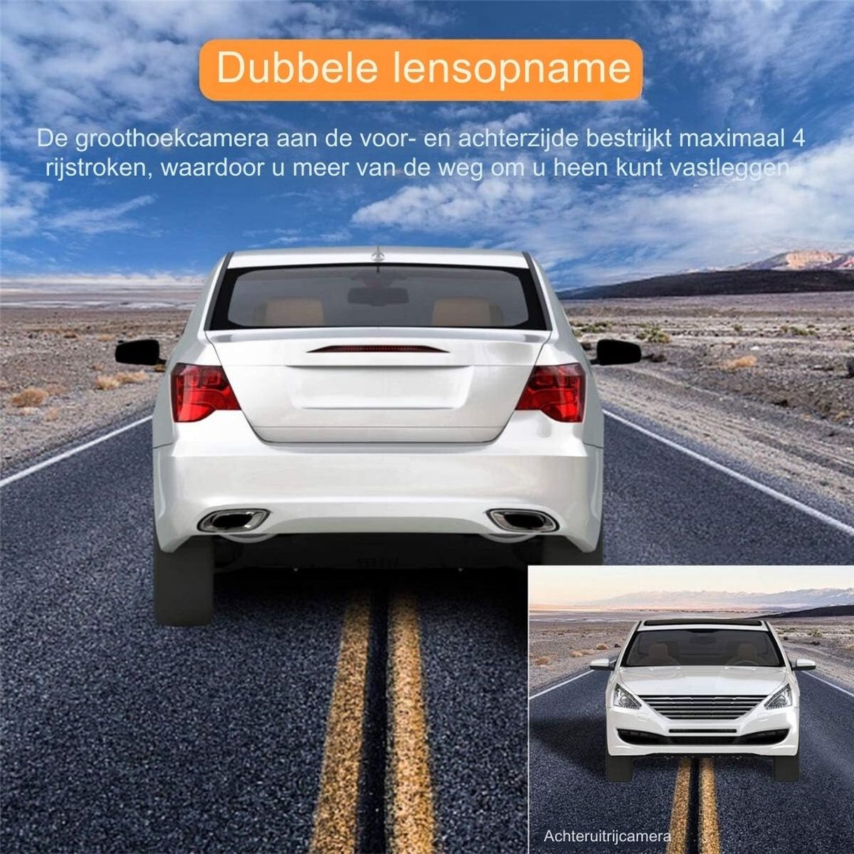 Dual Dashcam - Dashcam voor auto 1080p Full HD - Voor- en achtercamera incl. 32GB SD-kaart – Autocamera - Met loopopname en G-sensor – LCD-scherm