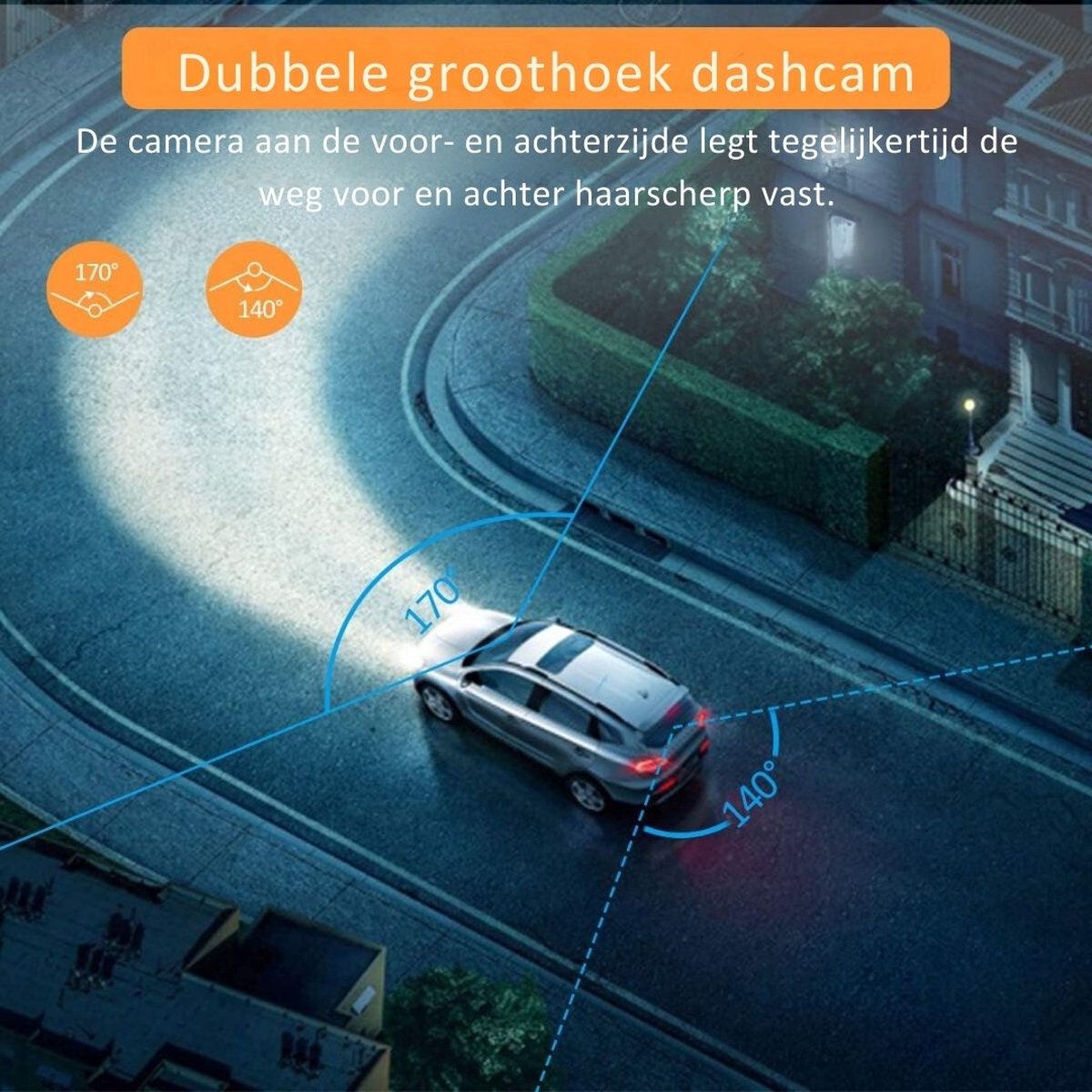 Dual Dashcam - Dashcam voor auto 1080p Full HD - Voor- en achtercamera incl. 32GB SD-kaart – Autocamera - Met loopopname en G-sensor – LCD-scherm