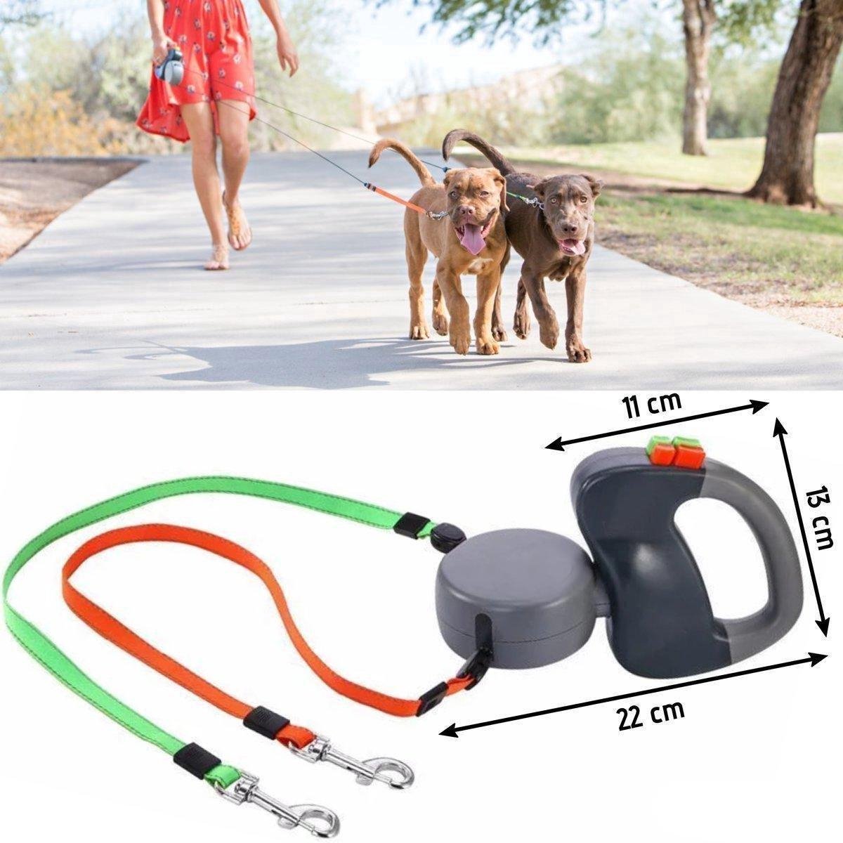Dual Dog Leash For Two Dogs - Grey - Up to 22 kg (per dog) - 300 cm