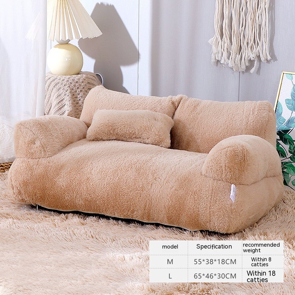 Hondenmand - Hondenkussen - Hondenbed - Kattenmand - Luxe Dierenmand - Beige - Maat M