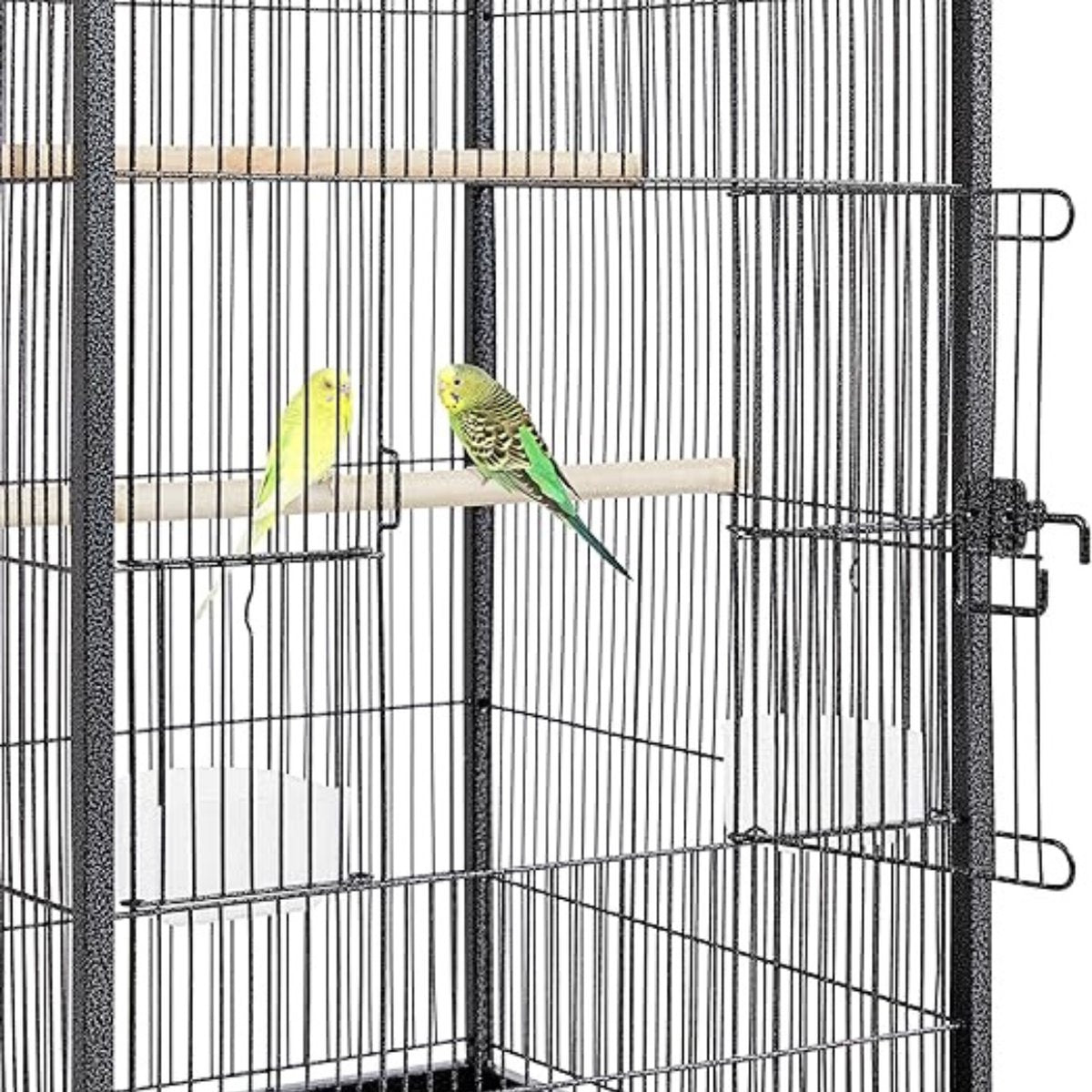 Papegaaienkooi – 3-IN-1 - Parkietenkooi Op Voet & Wieltjes – Grote Vogelkooi Voor Binnen – Vogelkooien – Vogel Speelgoed - Volière – 45x45x100 Cm - Zwart
