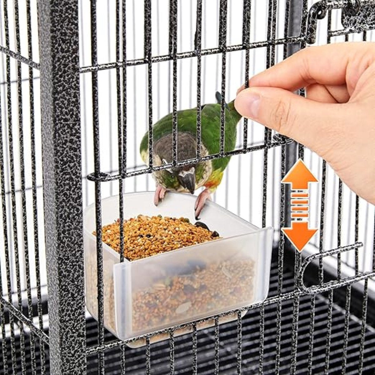 Papegaaienkooi – 3-IN-1 - Parkietenkooi Op Voet & Wieltjes – Grote Vogelkooi Voor Binnen – Vogelkooien – Vogel Speelgoed - Volière – 45x45x100 Cm - Zwart
