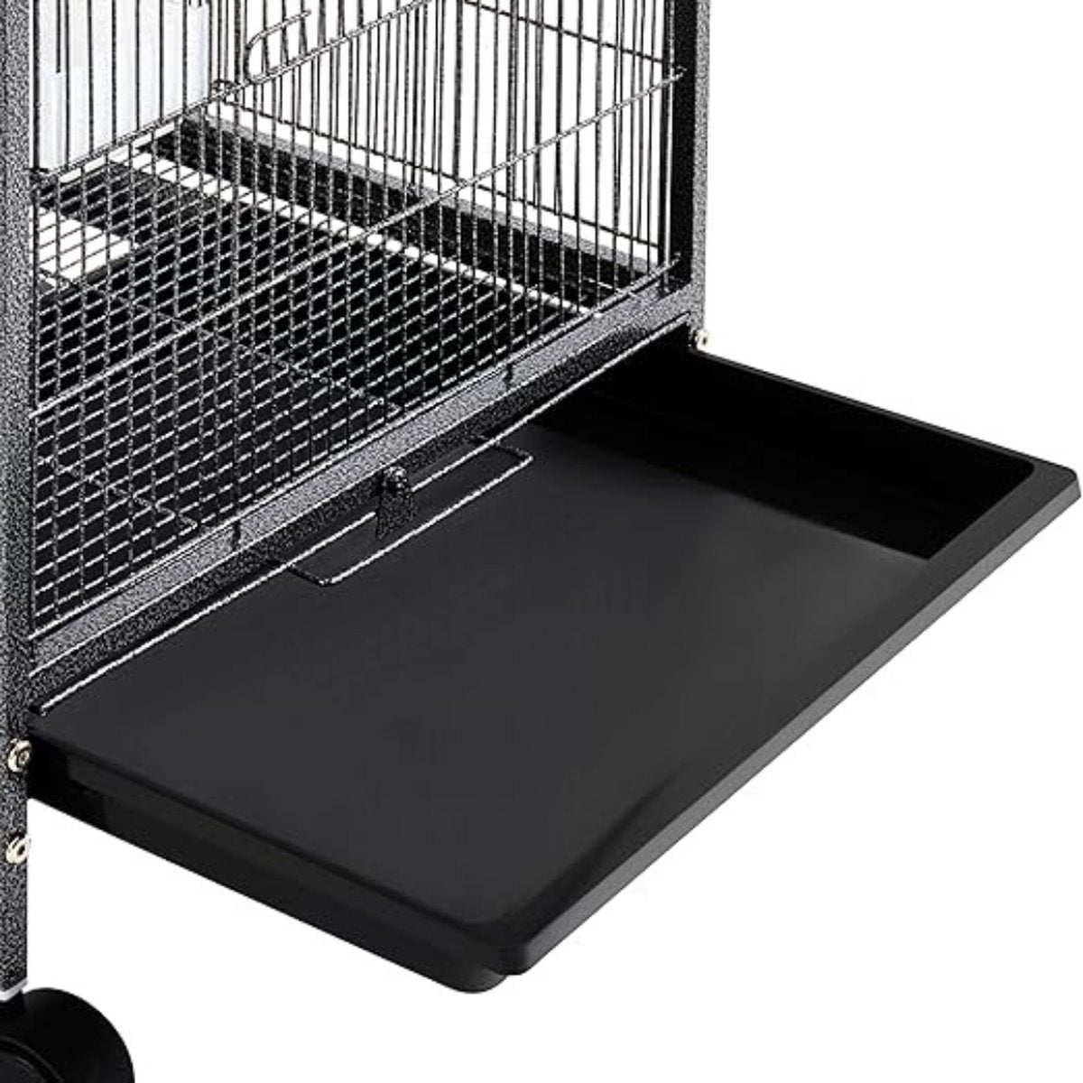 Papegaaienkooi – 3-IN-1 - Parkietenkooi Op Voet & Wieltjes – Grote Vogelkooi Voor Binnen – Vogelkooien – Vogel Speelgoed - Volière – 45x45x100 Cm - Zwart
