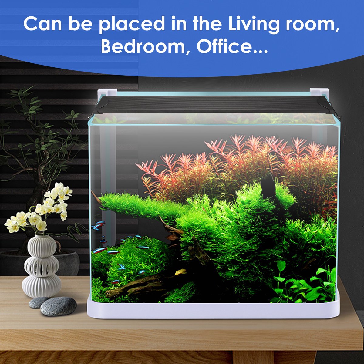45W LED aquariumverlichting met timer voor zoutwateraquaria RGB decoratie waterdicht, 120-150CM, Incl. Afstandsbediening